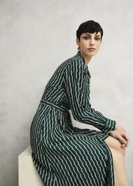 Serpentine Shirt Dress, Green Cream, hi-res