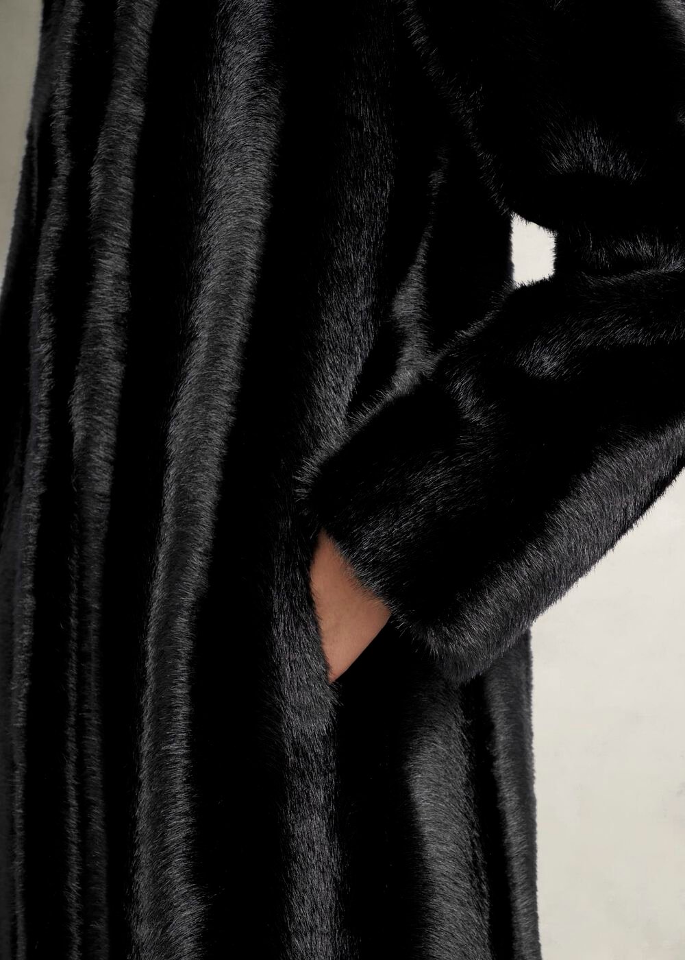 Misha Faux Fur Maxi Coat, Black, hi-res