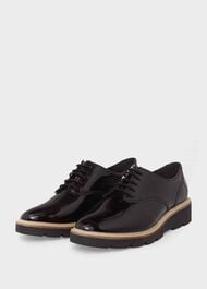 Chelsey Leather Flat Shoes, Black, hi-res