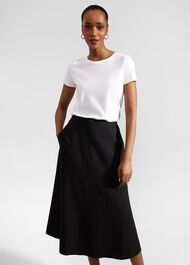 Lina Linen Skirt, Black, hi-res