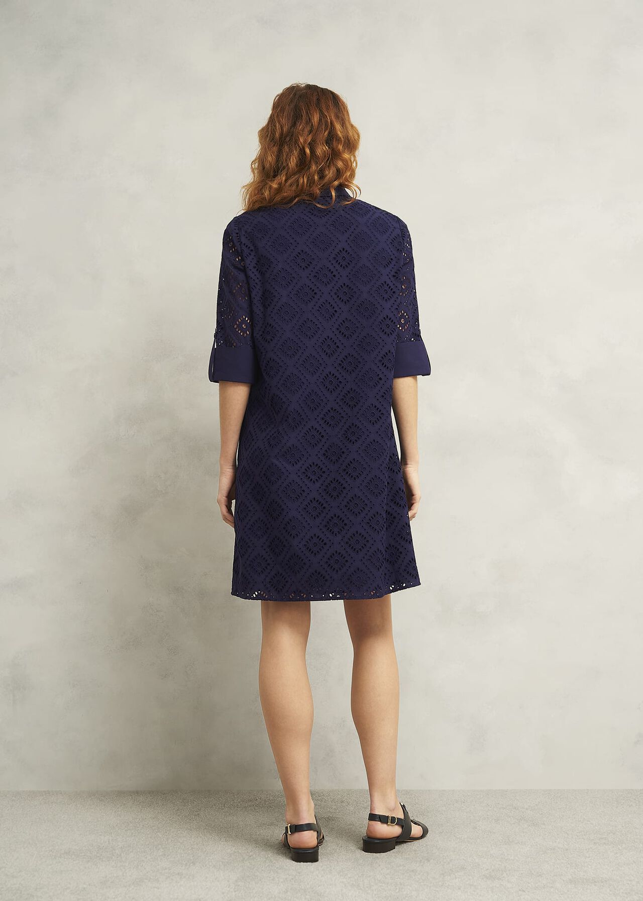 Marcia Broderie Dress, True Navy, hi-res