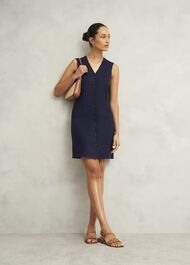 Zelia Linen Dress, True Navy, hi-res