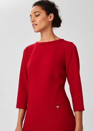Petra Sleeved Dress, Cherry Red, hi-res