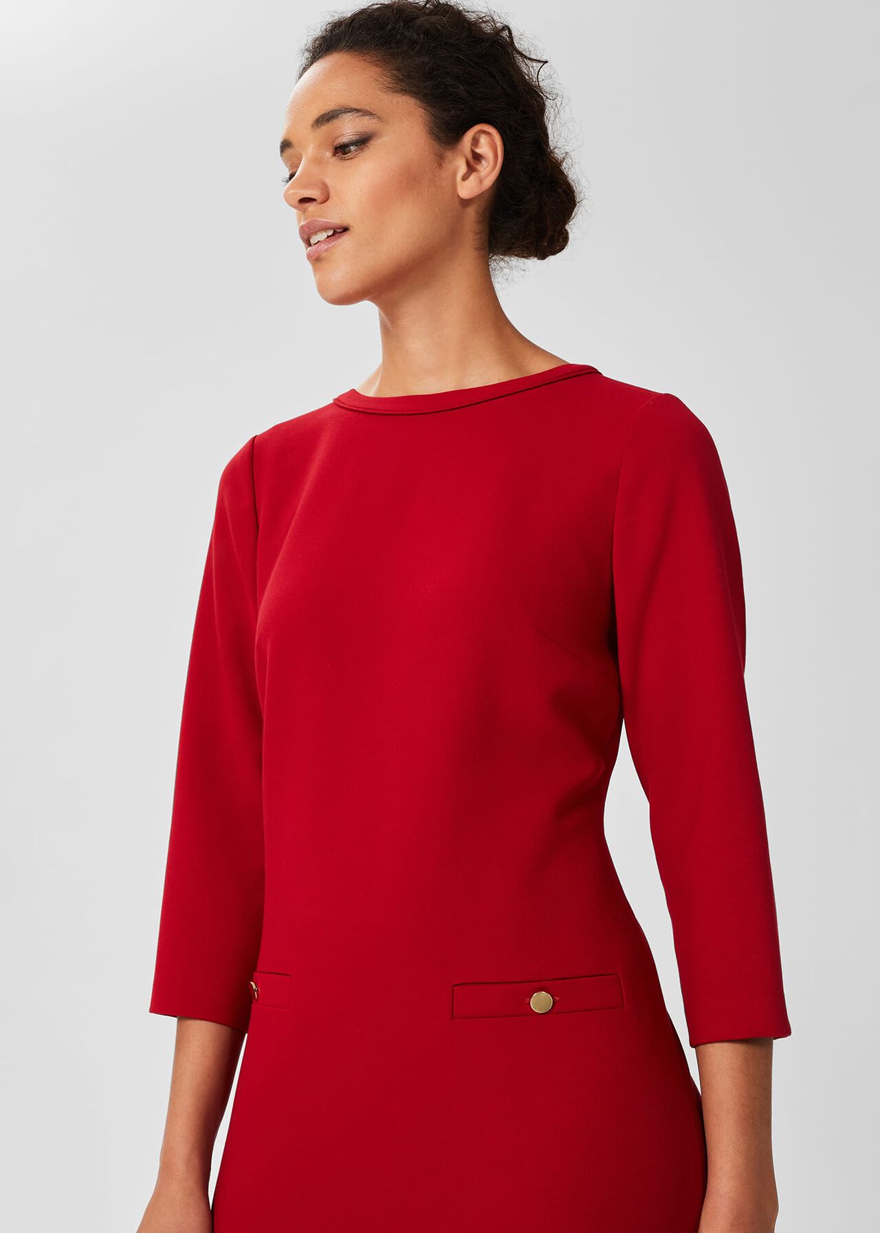 Petra Sleeved Dress, Cherry Red, hi-res
