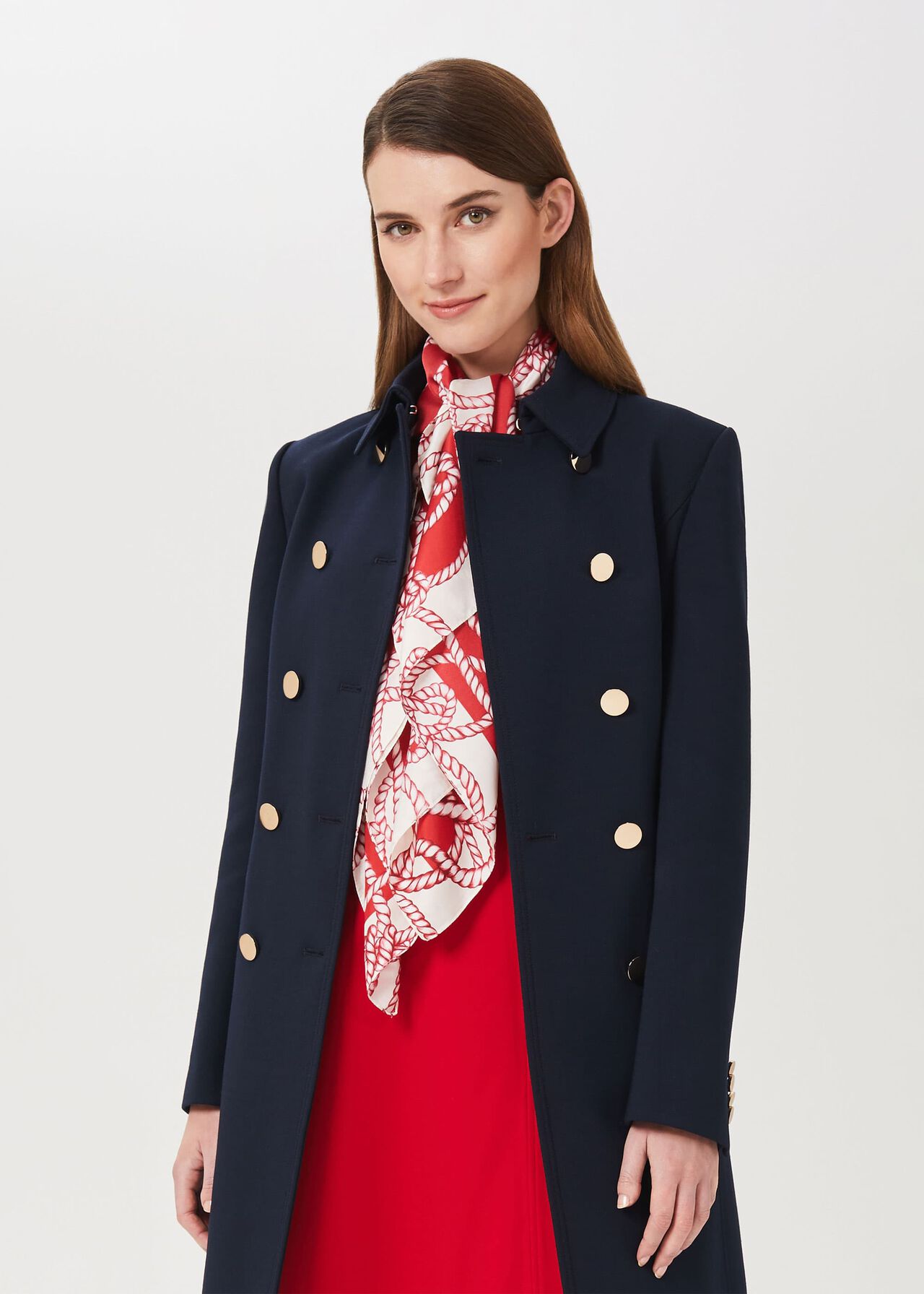 Cecelia Military Coat With Wool, Navy, hi-res