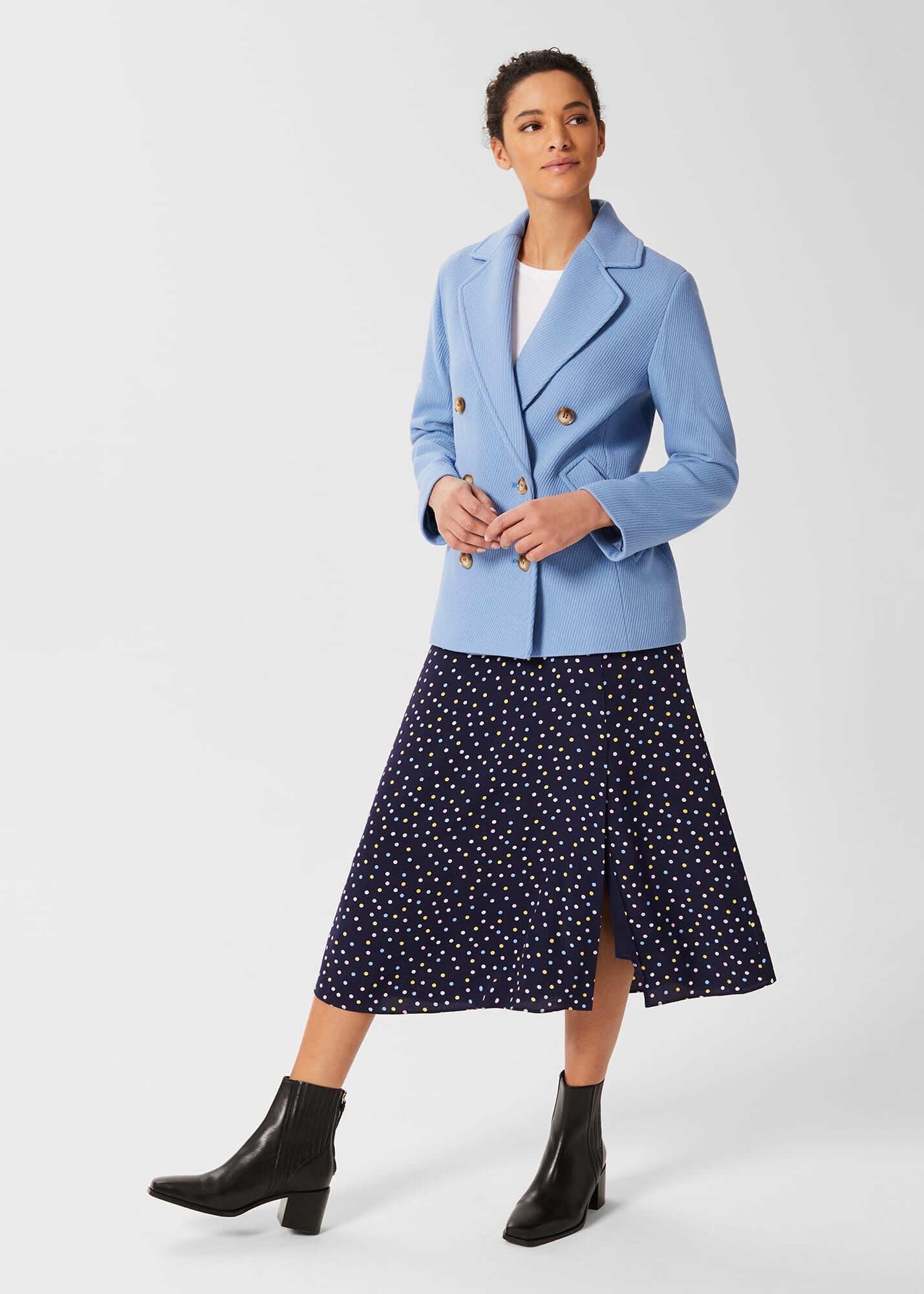 Short wool discount coat with hood