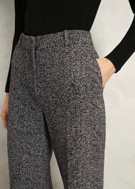 Petite Marlyn Wool Jersey Wide Trousers, Black White, hi-res