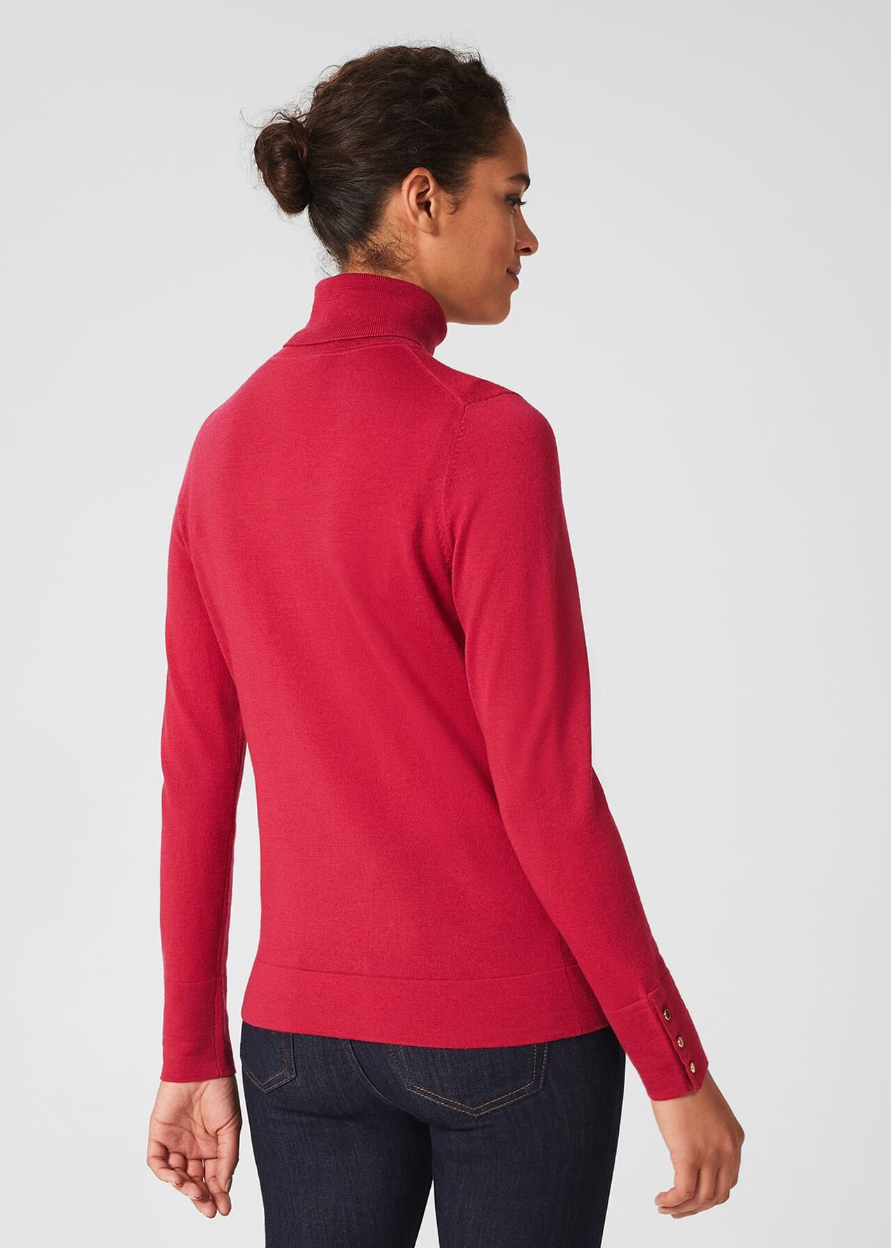 Lara Merino Wool Roll Neck Sweater, Granita Pink, hi-res