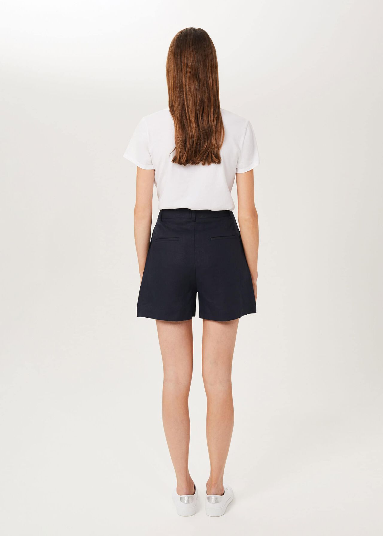Dawn Linen Shorts, Navy, hi-res