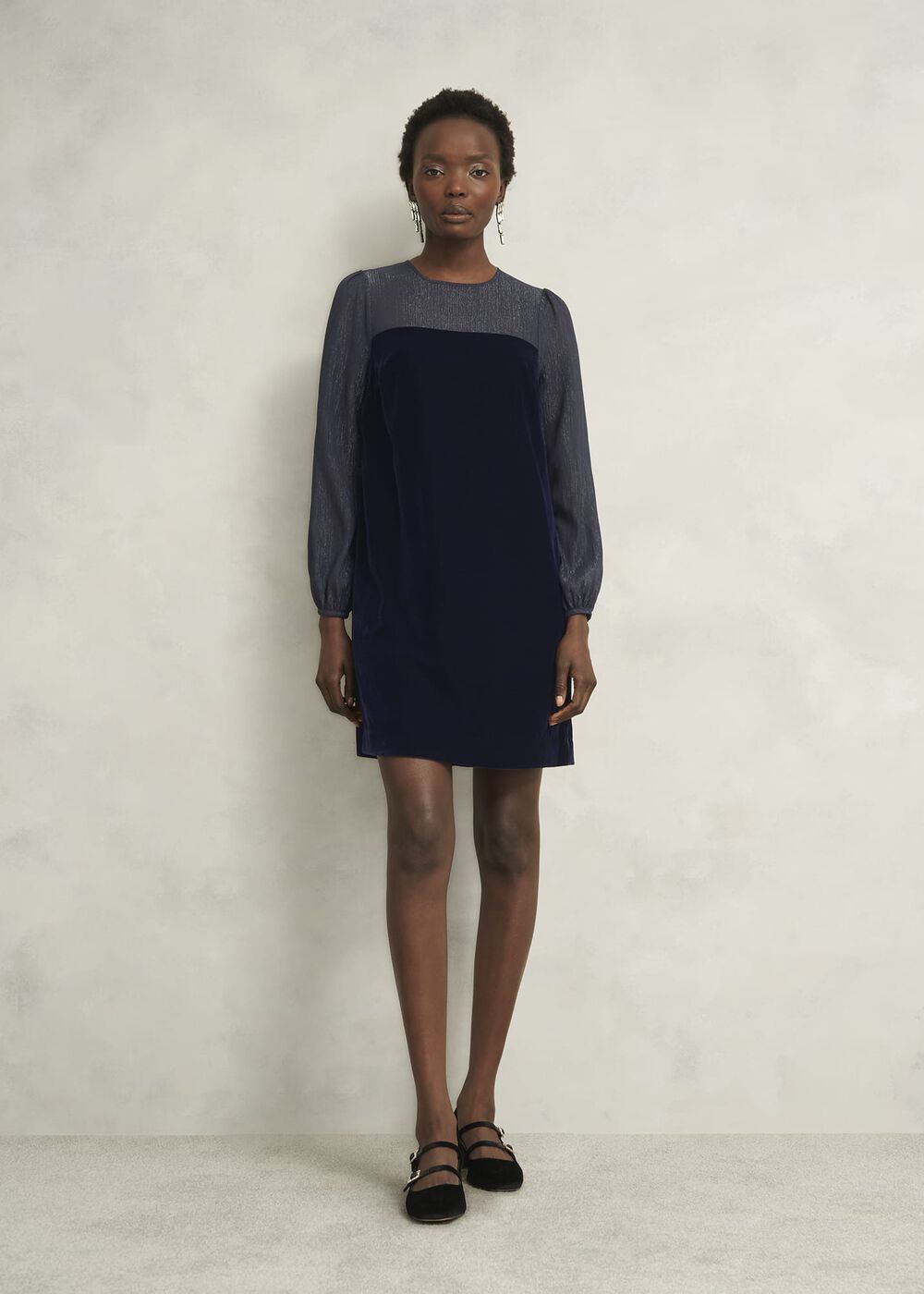 Zariah Velvet Dress, Midnight Navy, hi-res