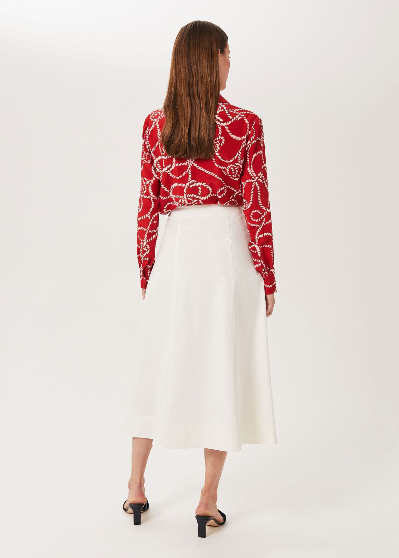 Venetia Cotton Midi Skirt, Natural, hi-res