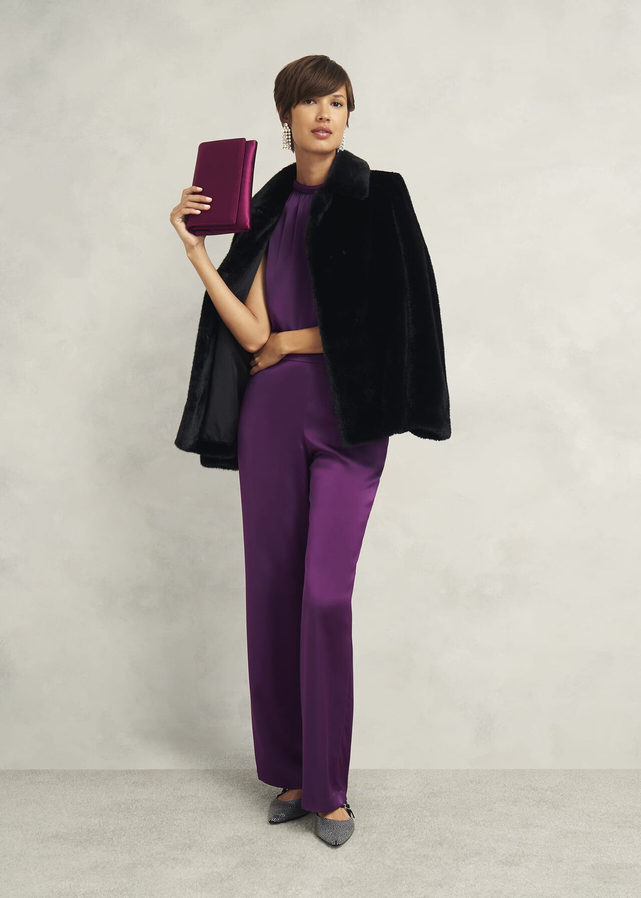 Judith Satin Trousers, Vibrant Purple, hi-res