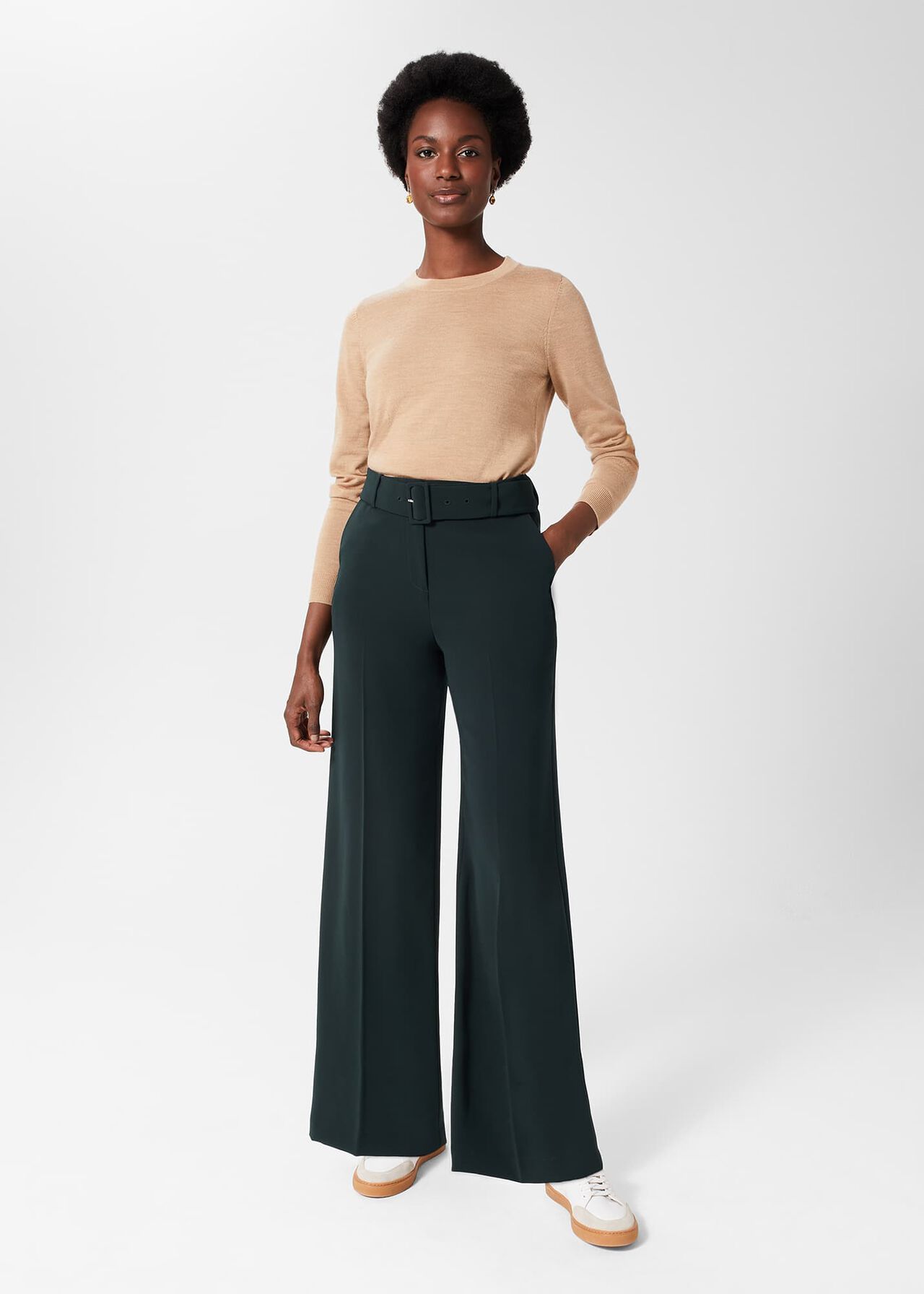 Drew Wide Pants, Deep Pine Green, hi-res