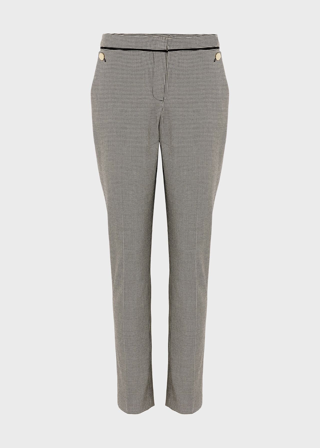 Sienna Houndstooth Slim trousers With Stretch, Ivory Black, hi-res