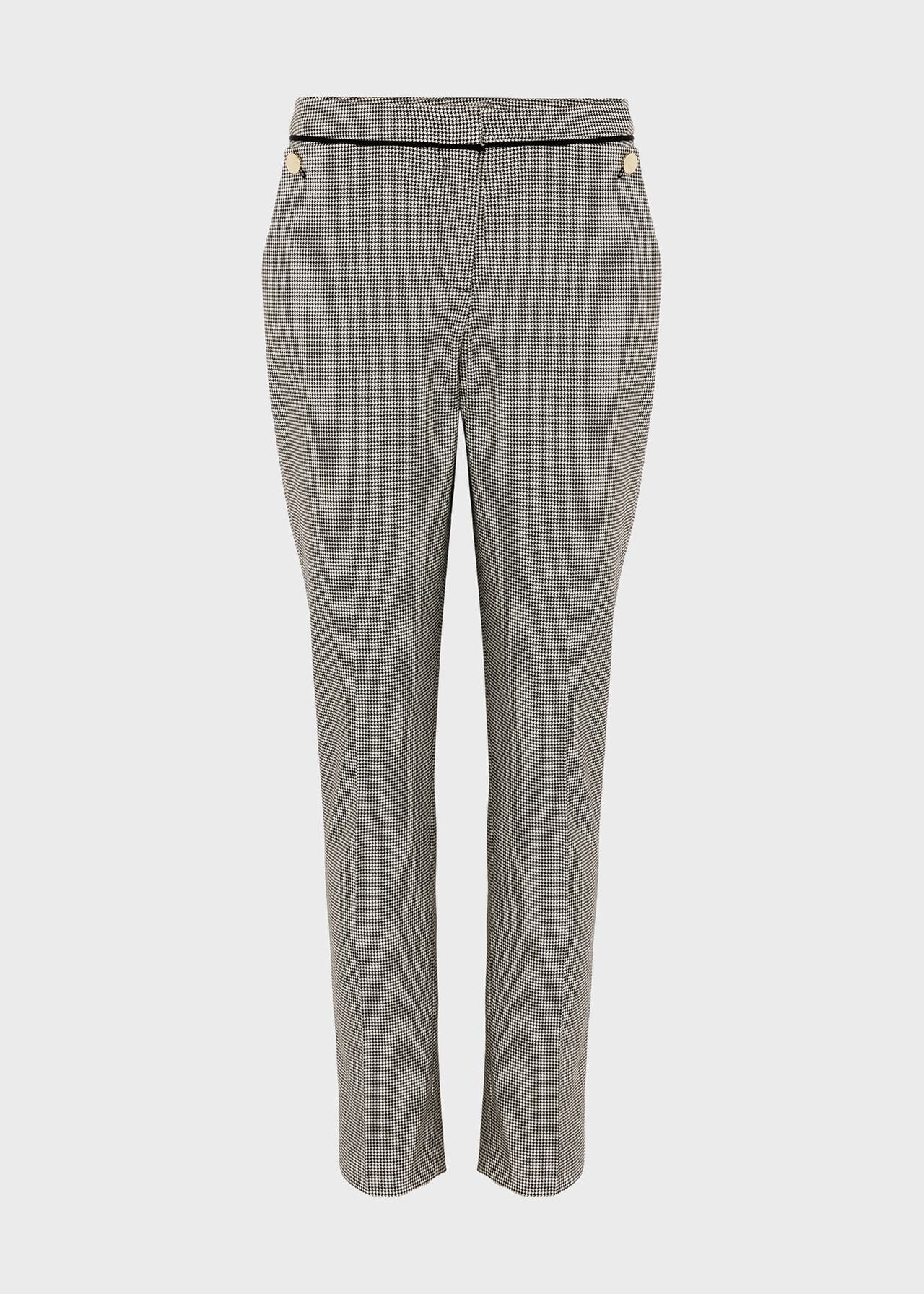 Sienna Houndstooth Slim Pants With Stretch, Ivory Black, hi-res