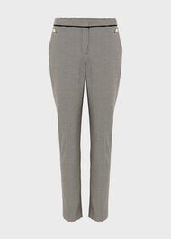 Sienna Houndstooth Slim Pants With Stretch, Ivory Black, hi-res