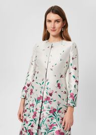 Gwen Floral Jacquard Coat, Oyster Multi, hi-res