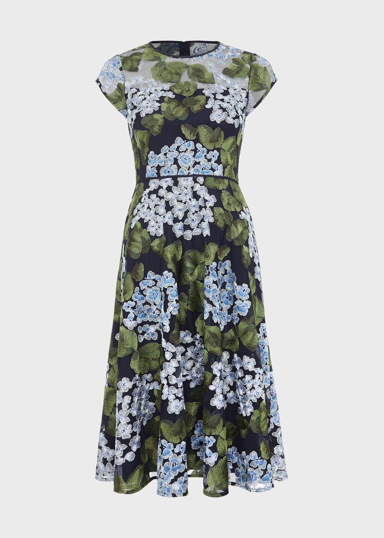 Petite Tia Embroidered Dress, Navy Multi, hi-res