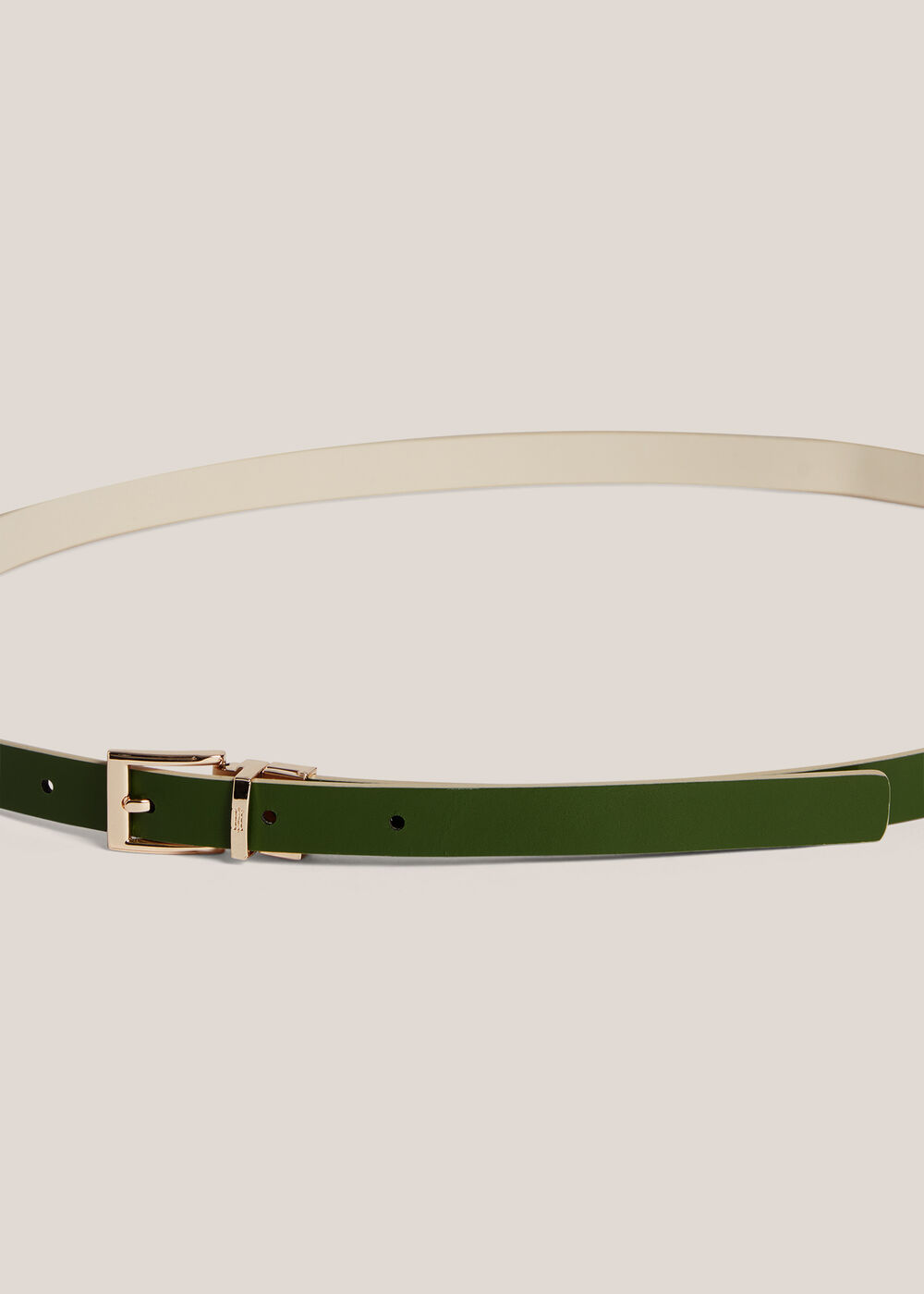 Pauline Skinny Reversible Leather Belt, Ivory Green, hi-res