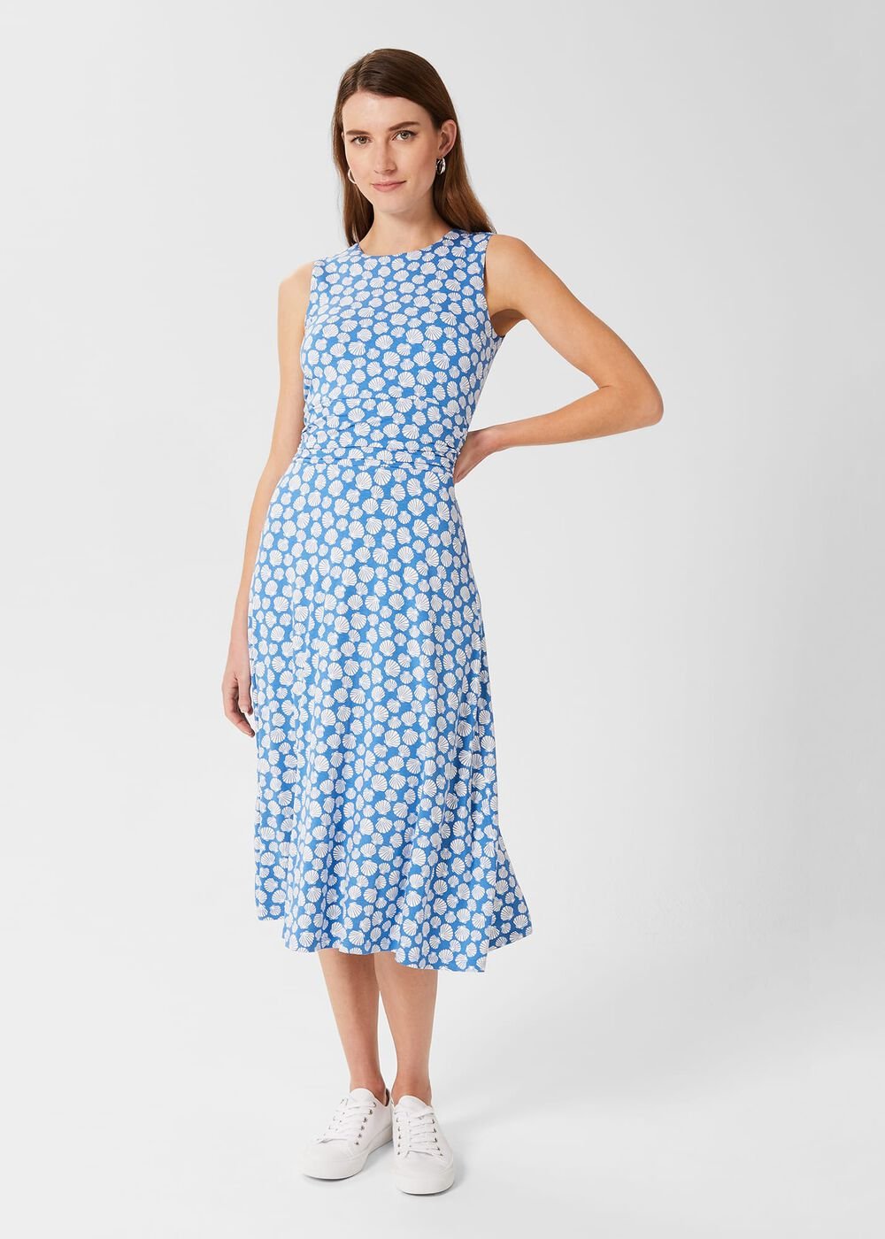 Bayview Sleeveless Jersey Dress, Azure Ivory, hi-res