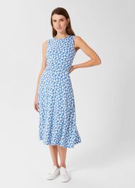 Bayview Sleeveless Jersey Dress, Azure Ivory, hi-res