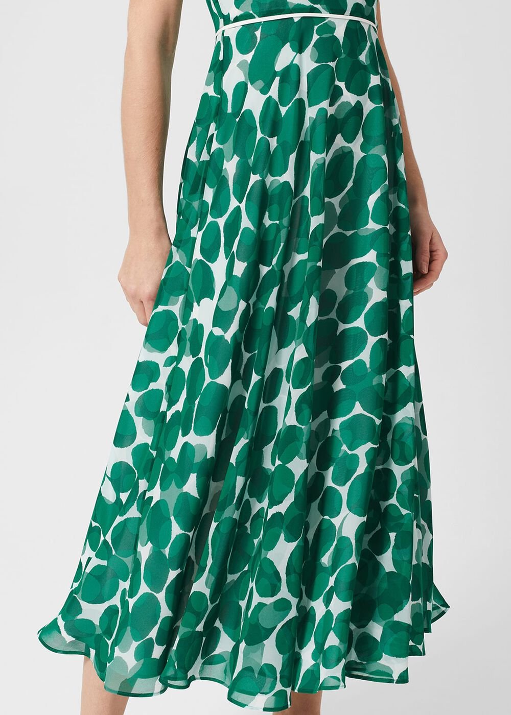 Carly Spot Midi Dress, Green Ivory, hi-res