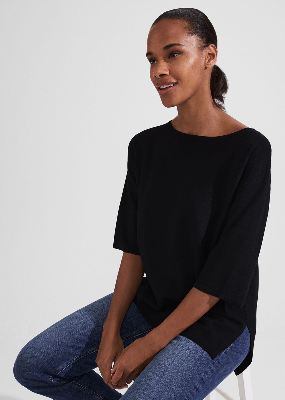Cora Knitted Top, Black, hi-res