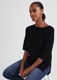 Cora Knitted Top, Black, hi-res