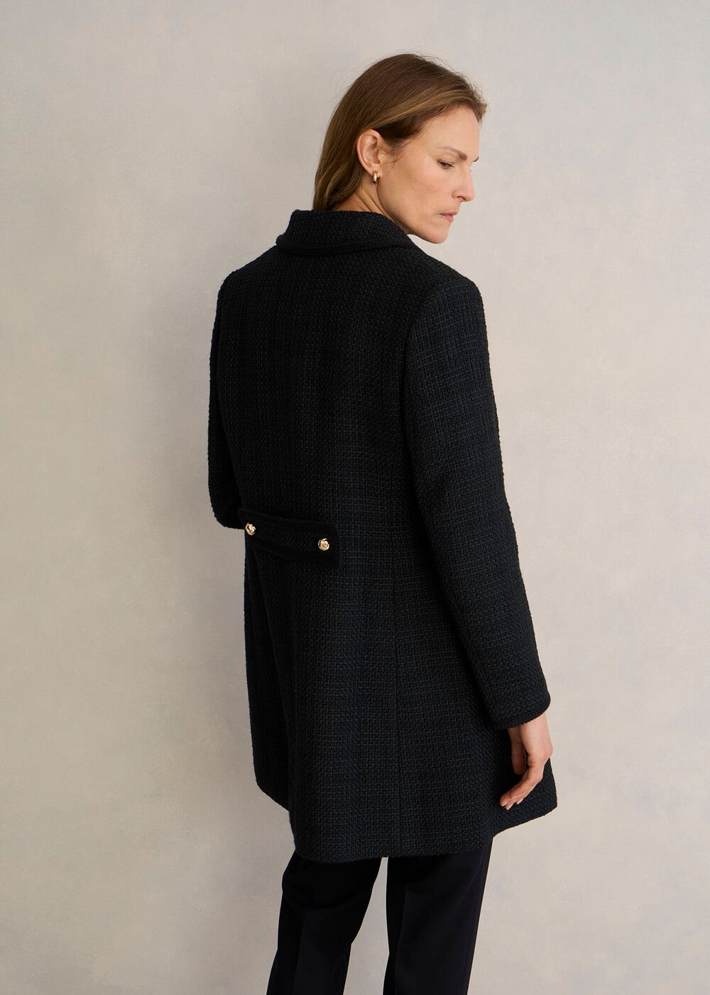 Evangeline Tweed Coat, Black, hi-res