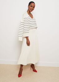 Carleton Cotton Cardigan, Ivory Black, hi-res