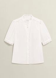 Karis Cotton Blouse, White, hi-res