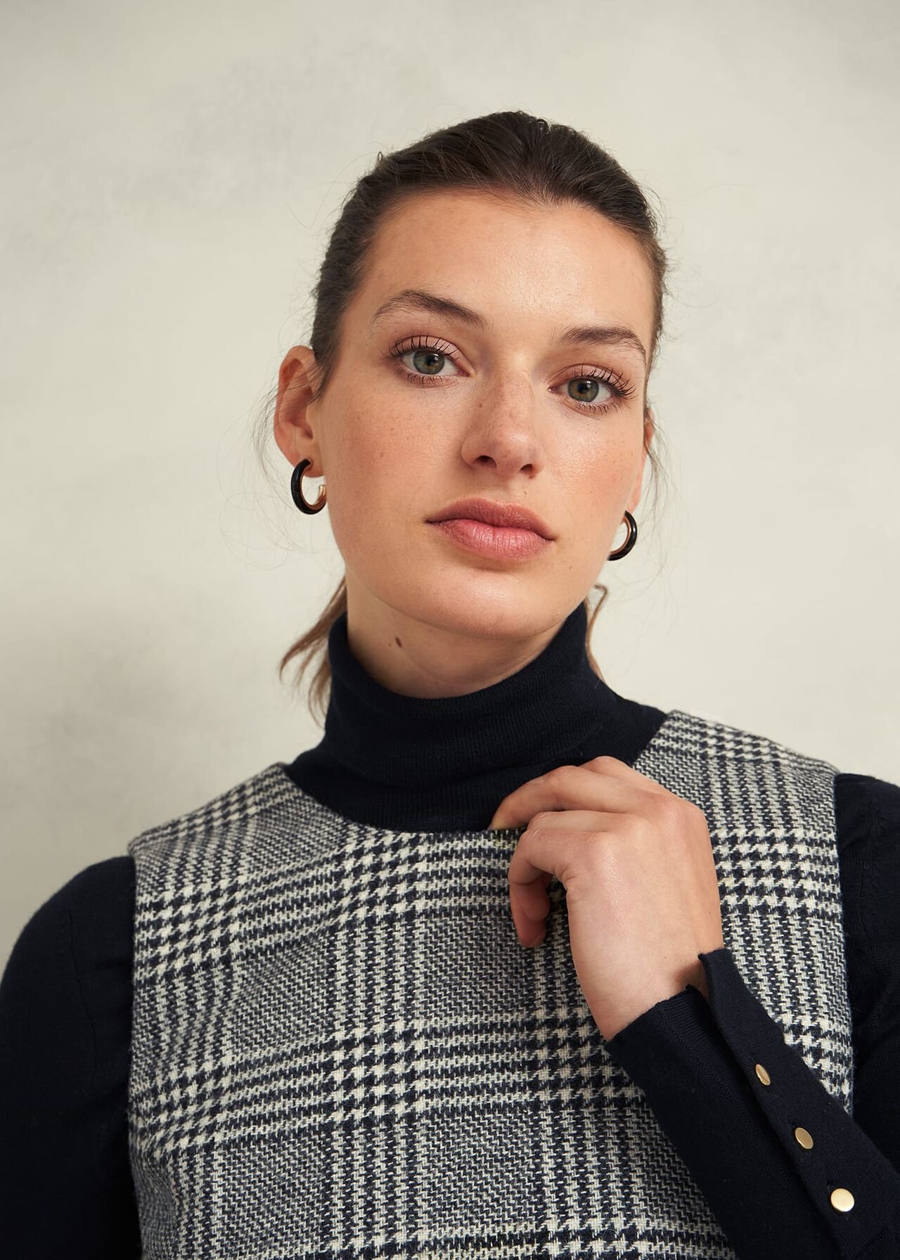Brea Wool Dress, Black White, hi-res