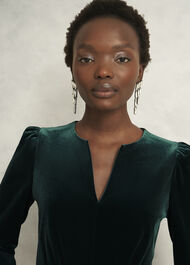 Petite Violet Velvet Dress, Evergreen, hi-res