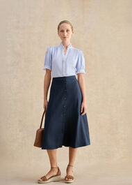 Tonica Linen Skirt, Navy, hi-res