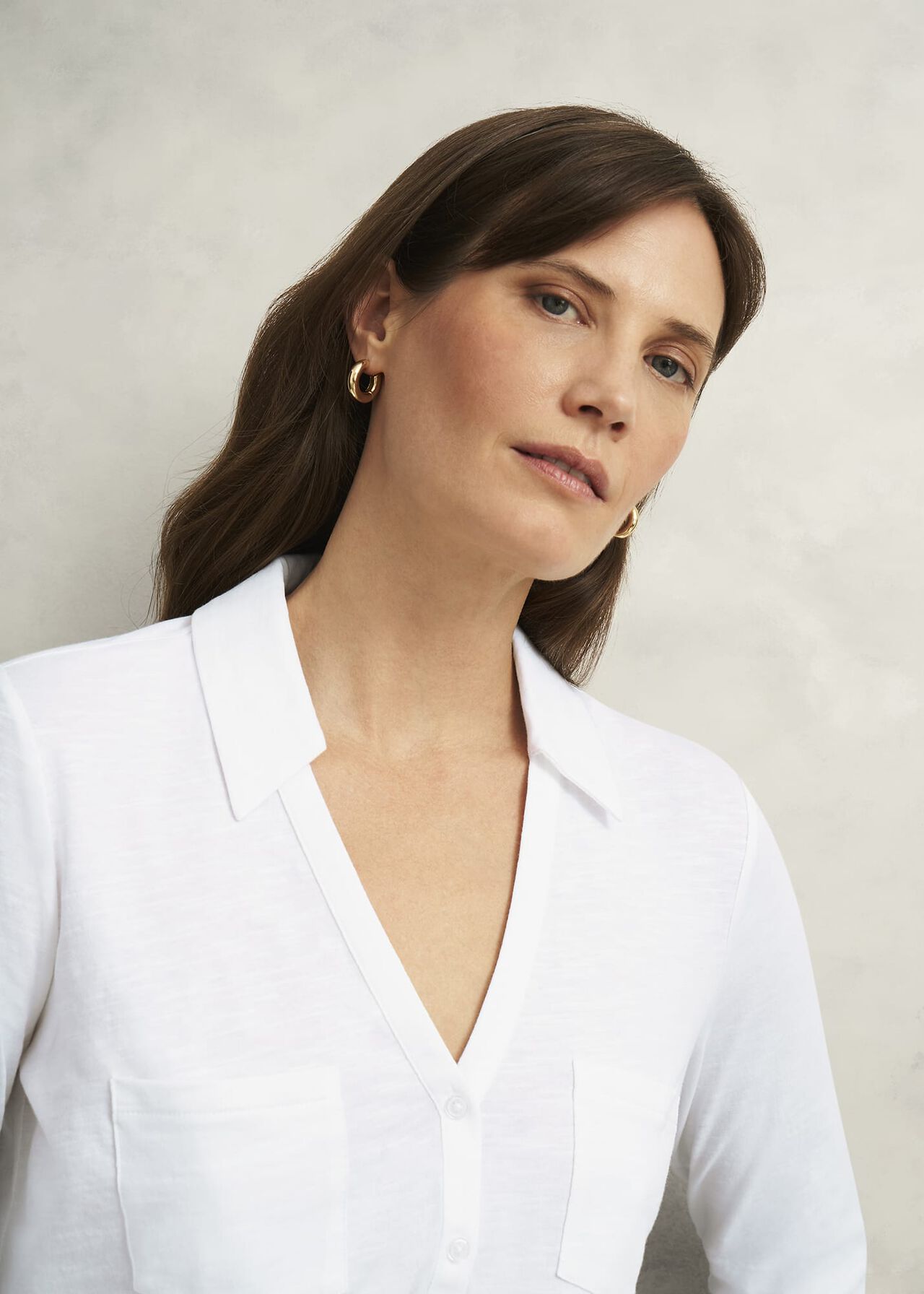 Zariah Cotton Slub Shirt, White, hi-res