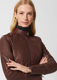Fran Leather Jacket, Dark Plum, hi-res