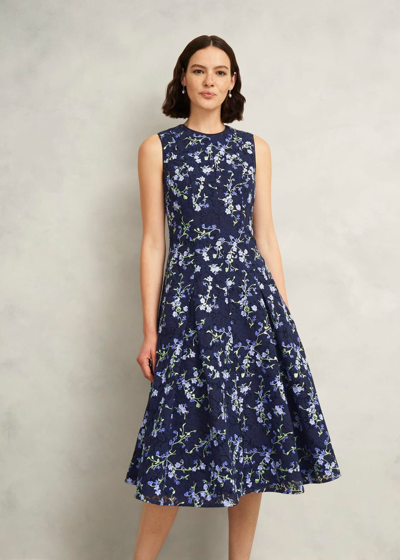 Petite Ria Embroidered Floral Dress, Midnight Multi, hi-res