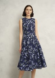 Petite Ria Embroidered Floral Dress, Midnight Multi, hi-res