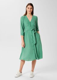 Magnolia Belted Dress , Green Ivory, hi-res