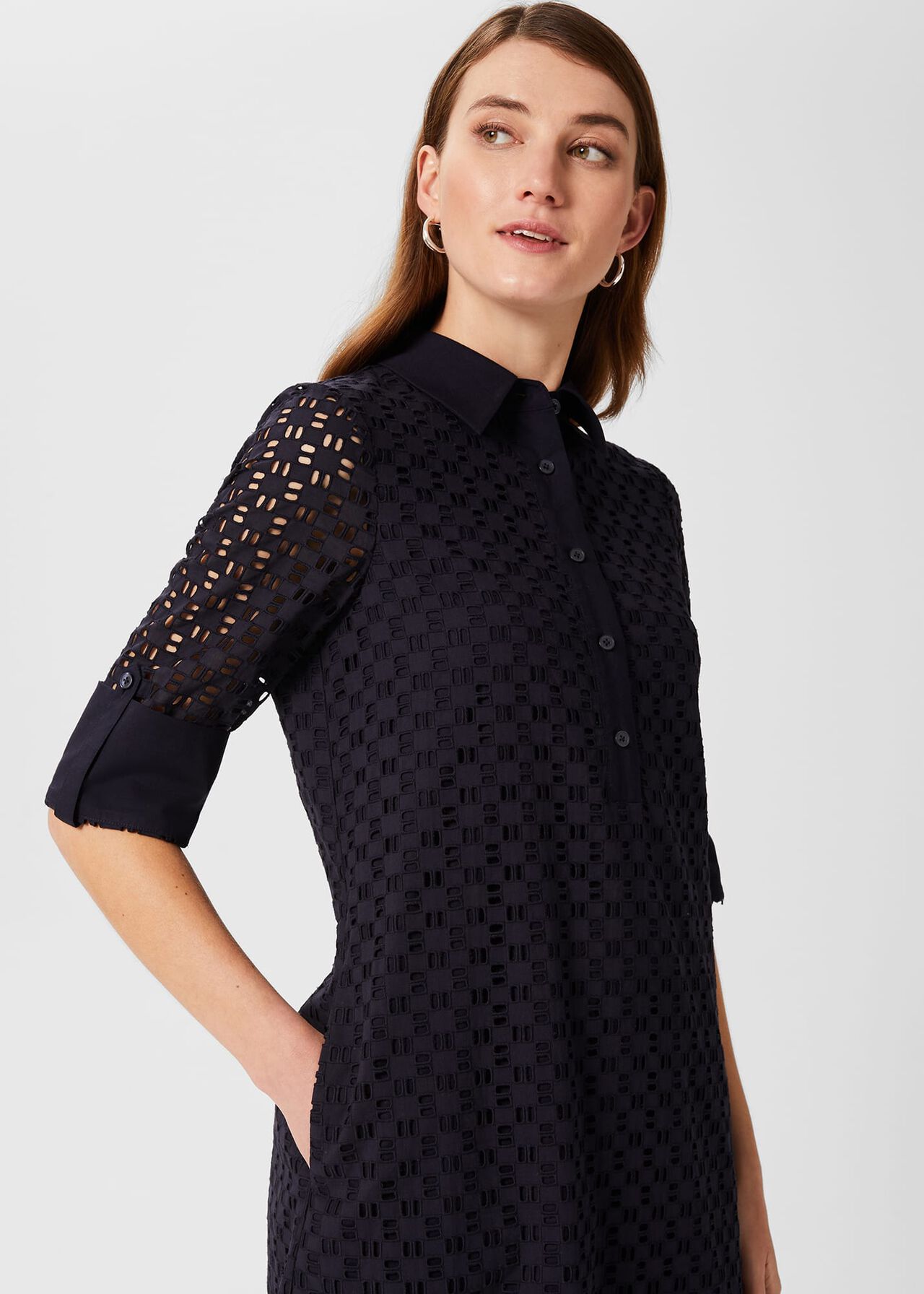 Marciella Broderie Dress, Navy, hi-res