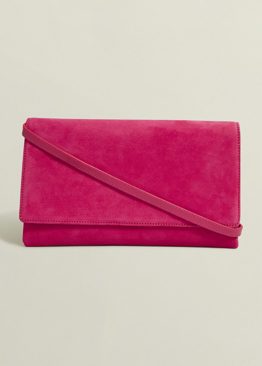 Renata Suede Clutch, Zinnia Pink, hi-res