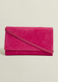 Renata Suede Clutch, Zinnia Pink, hi-res