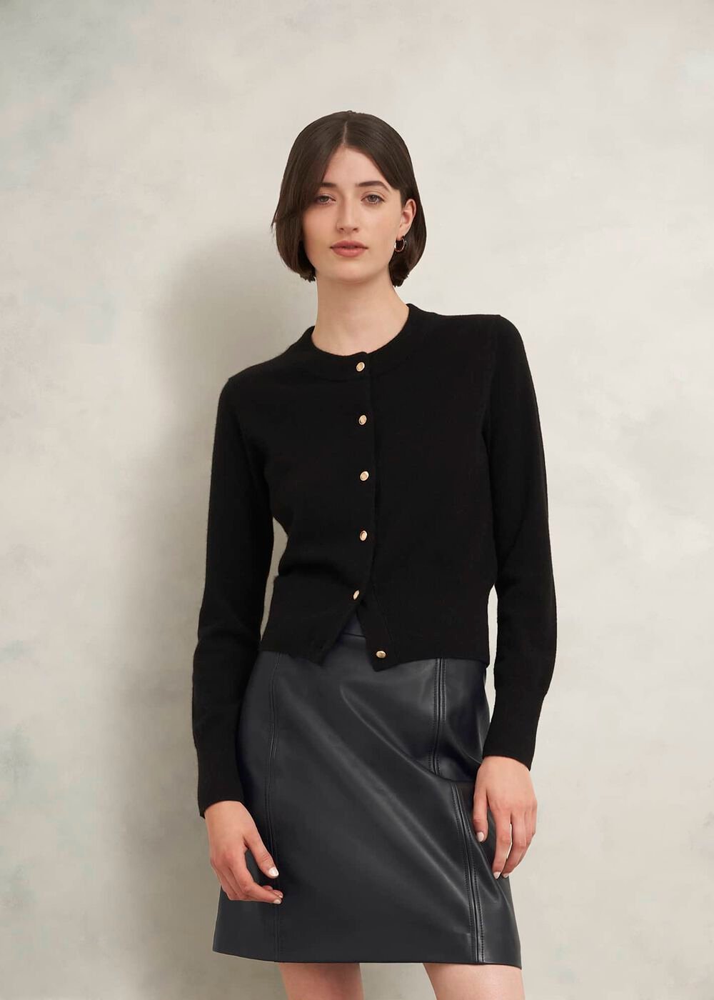 Annabelle Leather Skirt, Black, hi-res