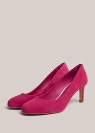 Lizzie Suede Courts, Bright Pink, hi-res