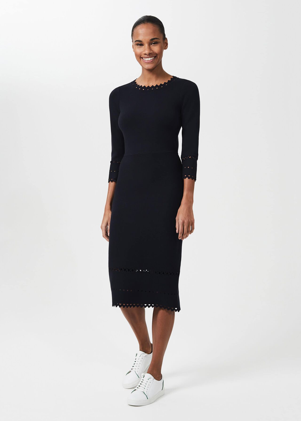 Myra Knitted Dress, Navy, hi-res