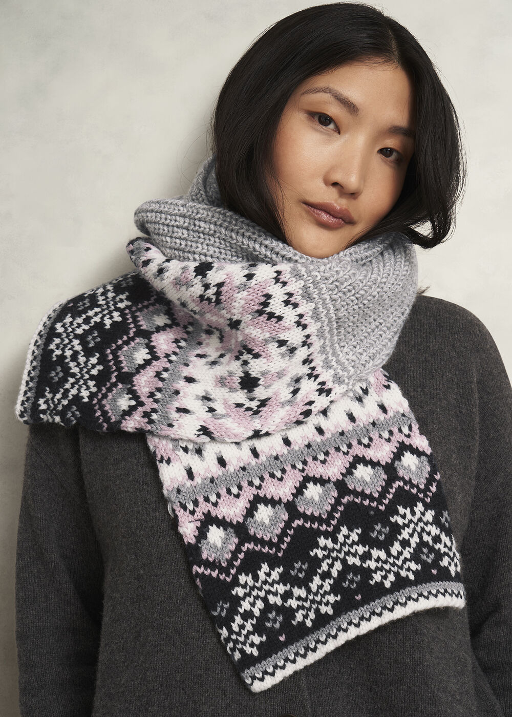 Deanna Fairisle Scarf, Grey Multi, hi-res