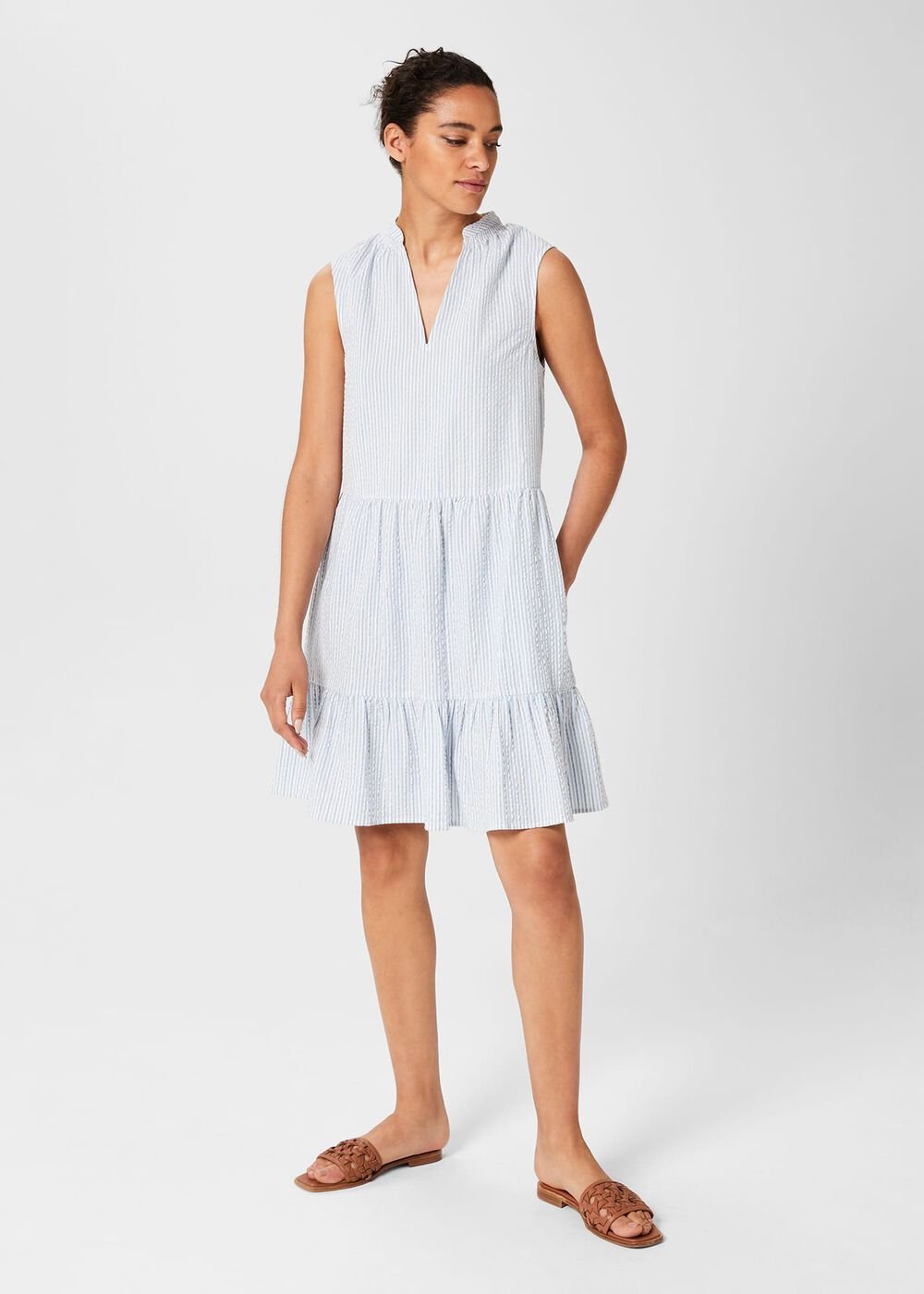 Soho A Line Dress, Pale Blue White, hi-res