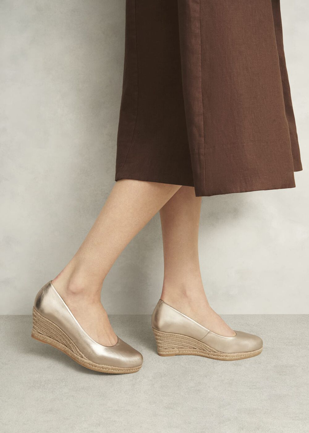 Anna Leather Espadrilles, Pewter, hi-res