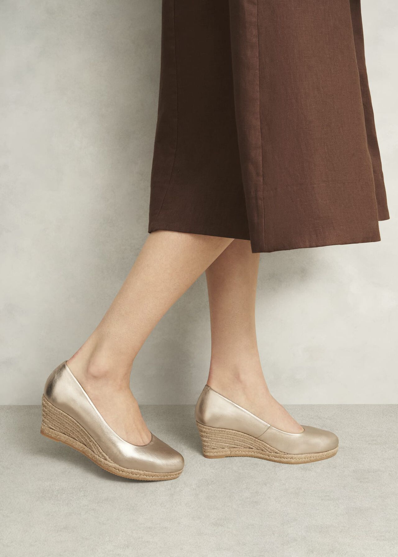 Anna Leather Espadrilles, Pewter, hi-res