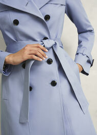 Petite Skylar Shower Resistant Trench Coat, Pale Blue, hi-res